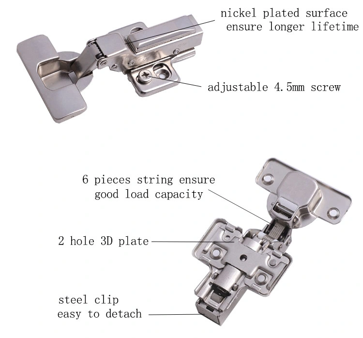 Furniture Hardware Accessories 3D Hydraulic Hinge Clip on Soft Close Hinge Concealed Cabinet Hinge for Furniture Fittings